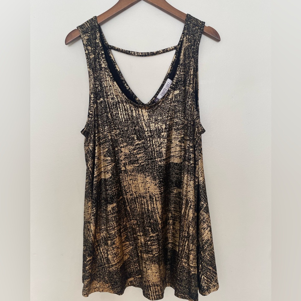 Jennifer Lopez Gold Metallic Tank Top Y2K Glam Party Top Size M